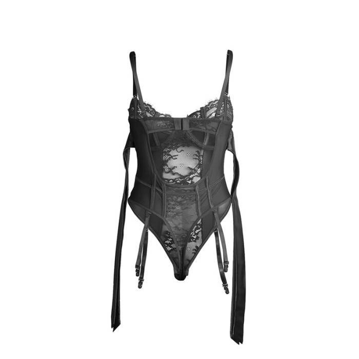 SUBBLIME - 955496 BODY DE RENDA COM LAÃOS E LIGAS PRETO S/M