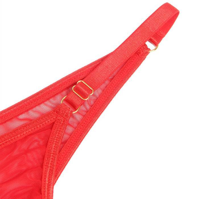 SUBBLIME - 955519 CONJUNTO DE SUTIÃ COM CORRENTES E MALHA CORAÃÃO VERMELHO S/M