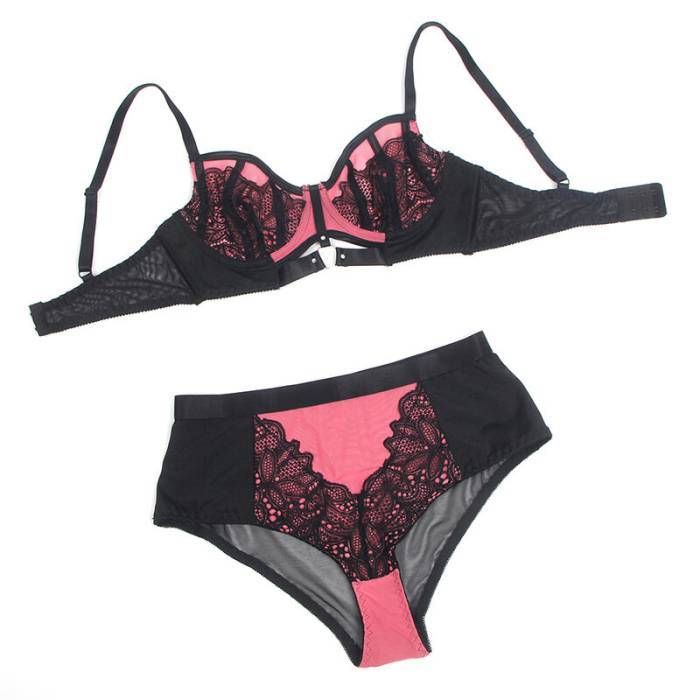 SUBBLIME - 955588 CONJUNTO DE SUTIÃ DE COURO VERDE COM ZÃPER DE MALHA ROSA L/XL
