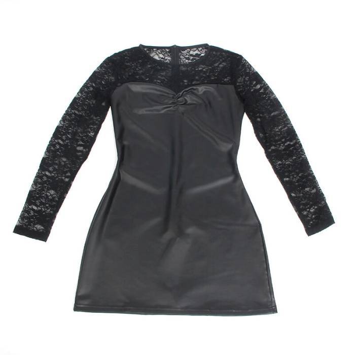 SUBBLIME - 955601 VESTIDO MANGA COMPRIDA COM RENDA PRETA L/XL