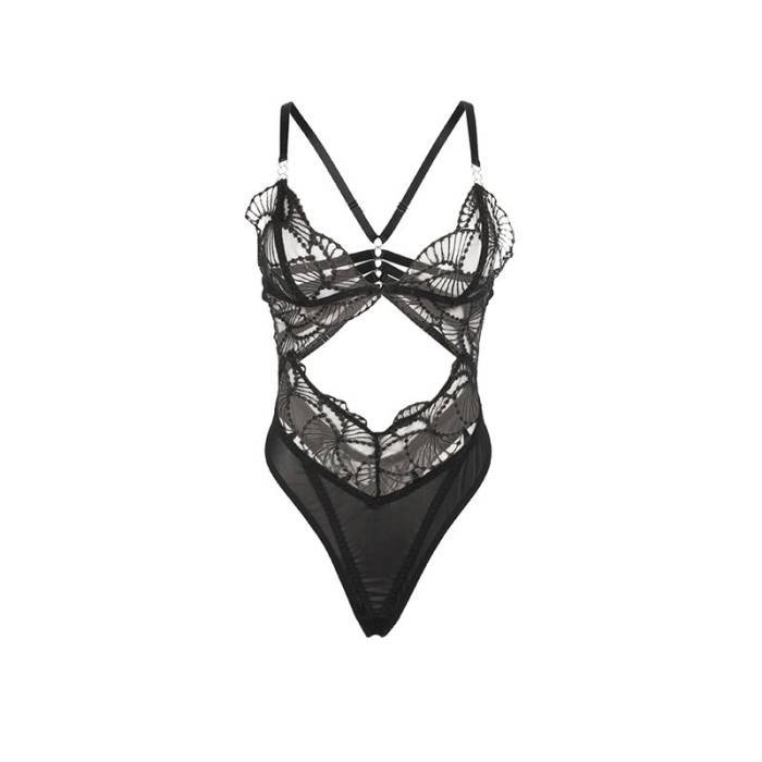 SUBBLIME - 955229 BODY TRANSPARENTE COM RENDA OCA PRETO L/XL
