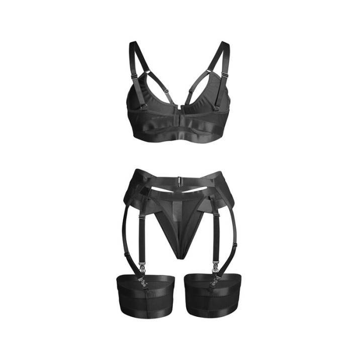 SUBBLIME - 955243 SUTIÃ BONDAGE PRETO COM CONJUNTO DE LIGA L/XL