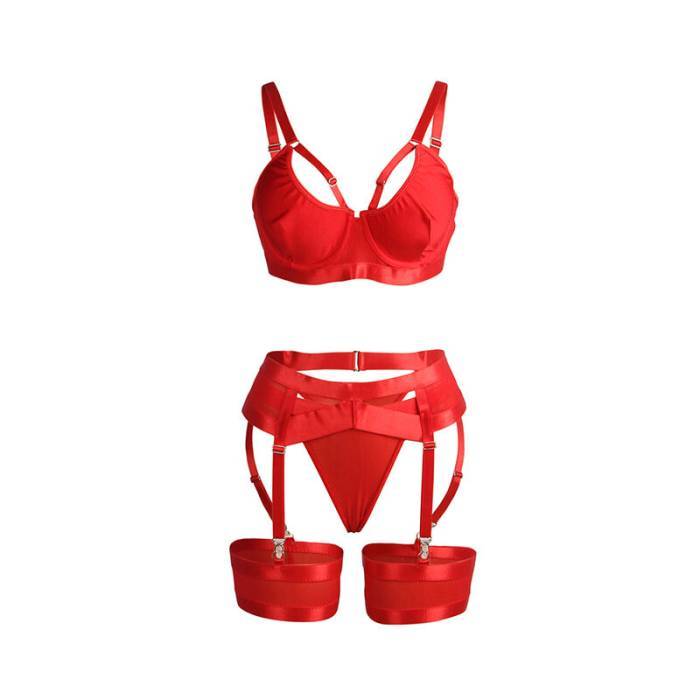 SUBBLIME - 955267 SUTIÃ BONDAGE VERMELHO COM CONJUNTO DE LIGA L/XL
