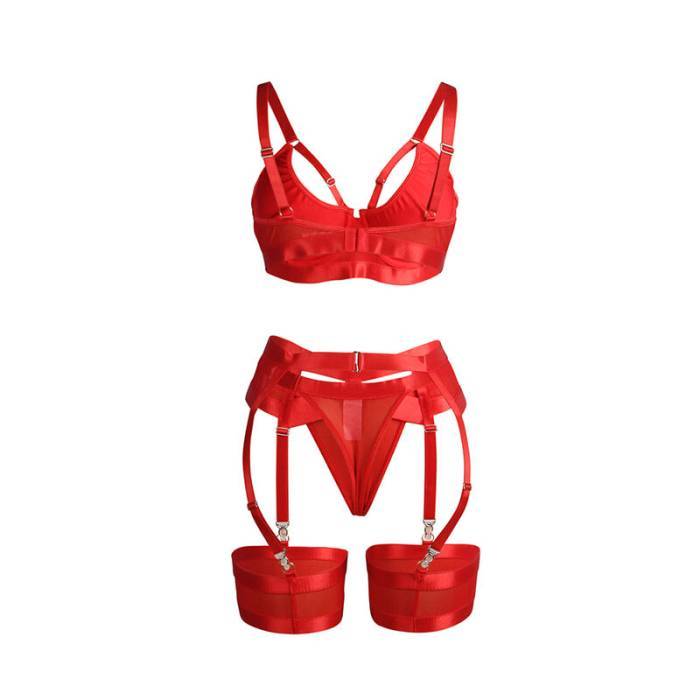 SUBBLIME - 955267 SUTIÃ BONDAGE VERMELHO COM CONJUNTO DE LIGA L/XL