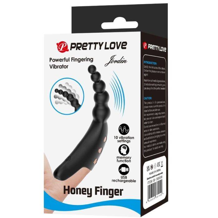 PRETTY LOVE - VIBRADOR DE DEDO JORDIN 10 VIBRAÃÃES PRETO