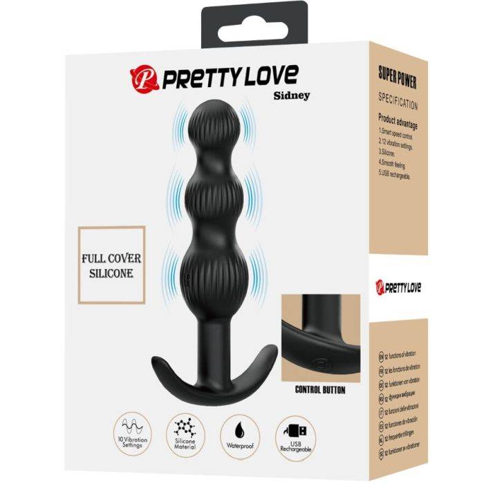 PRETTY LOVE - VIBRADOR ANAL SIDNEY 10 VIBRAÃÃES PRETO