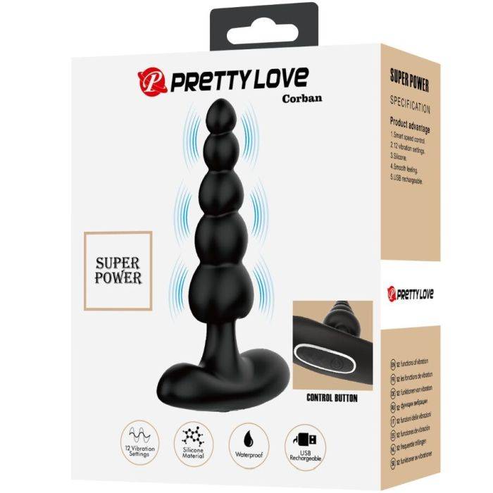 PRETTY LOVE - VIBRADOR ANAL SIDNEY 10 VIBRAÃÃES PRETO