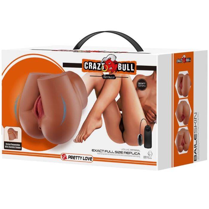 CRAZY BULL - BERNACE ASS VIBRADOR COM VAGINA REALISTA E ÃNUS CARNE CONTROLE REMOTO