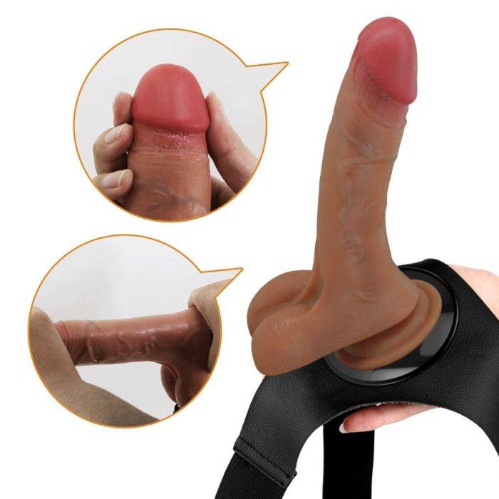 PRETTY LOVE - CALCINHA UNIVERSAL COM DILDO VIBRATÃRIO E SQUIRTING 15,5 CM MULATO