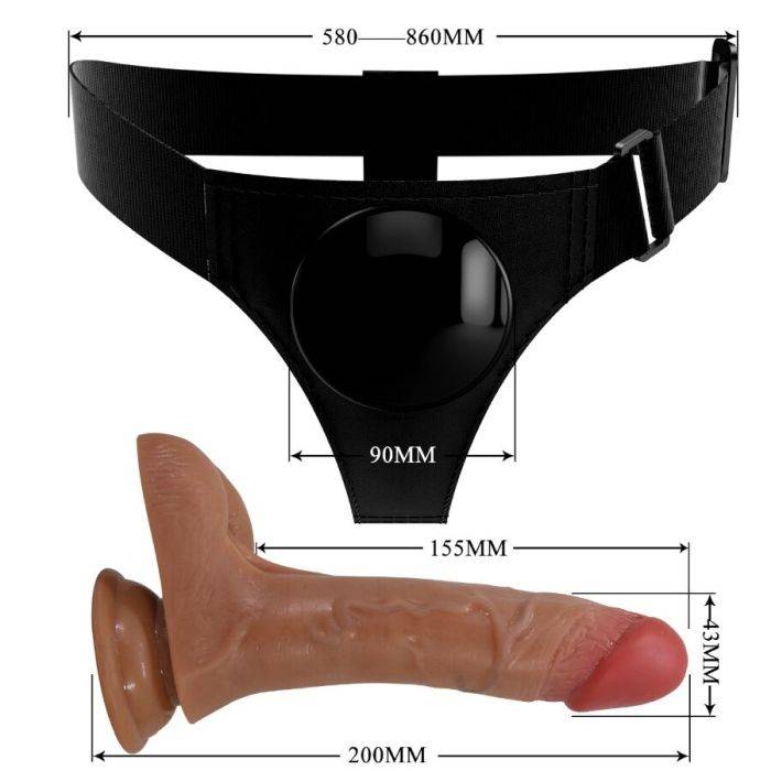 PRETTY LOVE - CALCINHA UNIVERSAL COM DILDO VIBRATÃRIO E SQUIRTING 15,5 CM MULATO