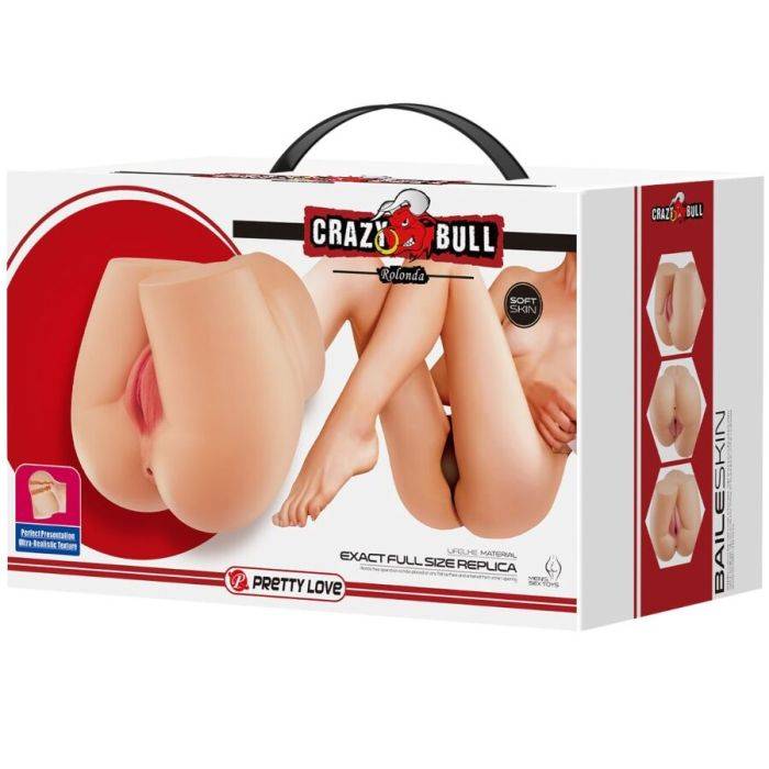 CRAZY BULL - VIBRADOR TRASEIRO ROLONDA COM VAGINA E ÃNUS REALISTAS NATURAIS