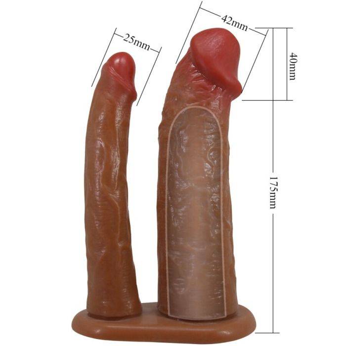 PRETTY LOVE - YAIRON MANGA DUPLA PARA PÃNIS COM EXTENSÃO DE 4 CM MULATO