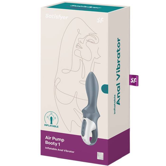 SATISFYER - BOMBA DE AR BOOTY 1 VIBRADOR INFLÃVEL ANAL CINZA