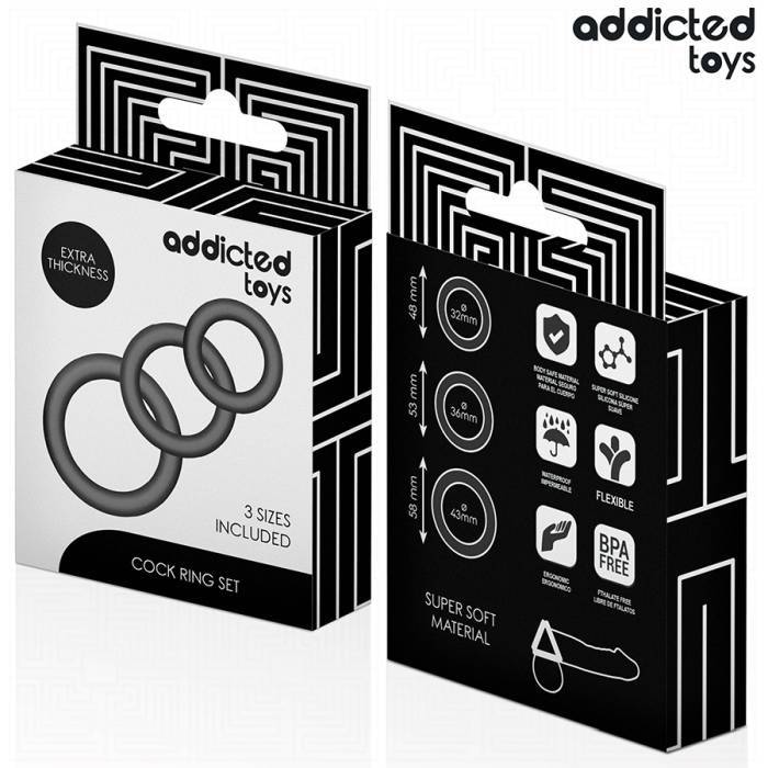ADDICTED TOYS - CONJUNTO DE ANÃIS DE SILICONE MODELO 1