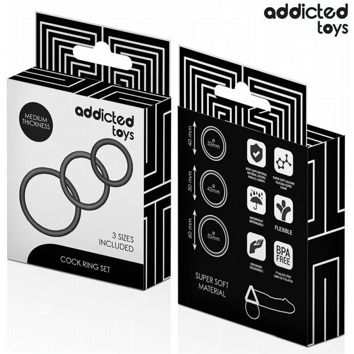ADDICTED TOYS - CONJUNTO DE ANÃIS DE SILICONE MODELO 2