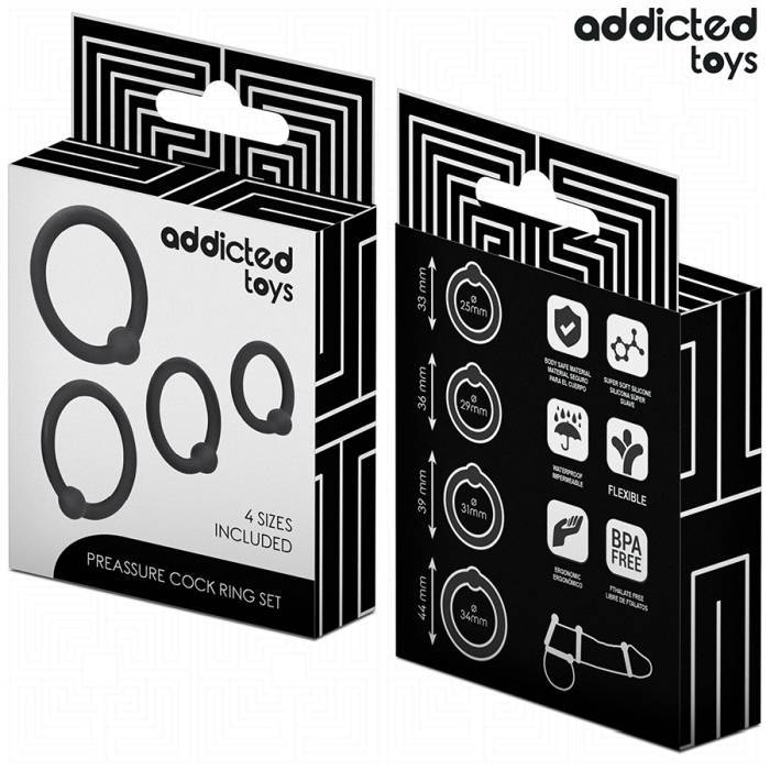 ADDICTED TOYS - CONJUNTO DE ANÃIS DE SILICONE DE PRESSÃO