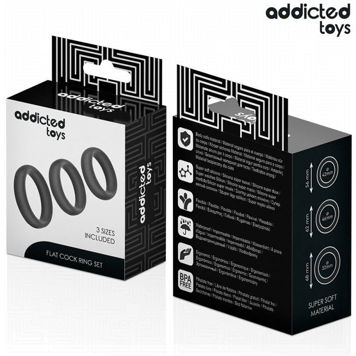 ADDICTED TOYS - CONJUNTO DE ANÃIS PLANOS DE SILICONE