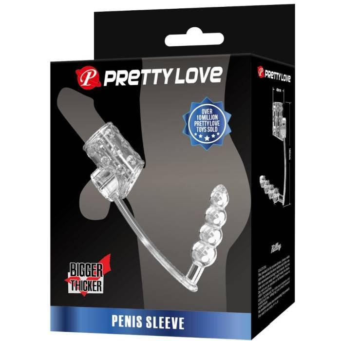 PRETTY LOVE - MANGA PARA PÃNIS COM PLUG ANAL TRANSPARENTE