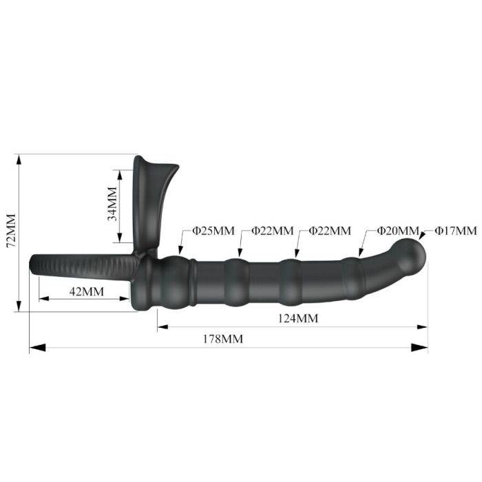 PRETTY LOVE - ANEL VIBRATÃRIO PARA PÃNIS TATUM COM PLUG 10 VIBRAÃÃES PRETO