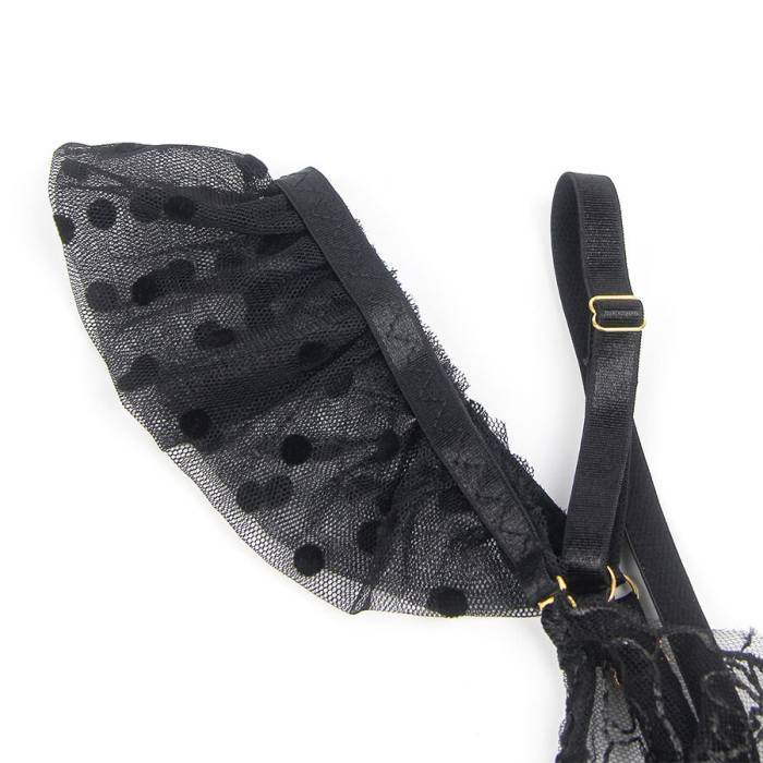 SUBBLIME - 957483 CONJUNTO DE SUTIÃ E LIGA DE RENDA PRETO S/M