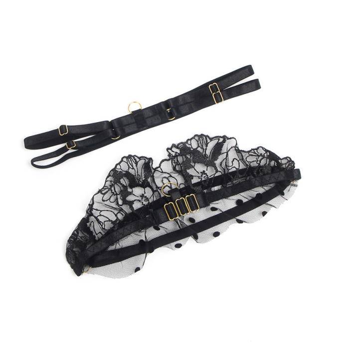 SUBBLIME - 957490 CONJUNTO DE SUTIÃ E LIGA DE RENDA PRETO L/XL