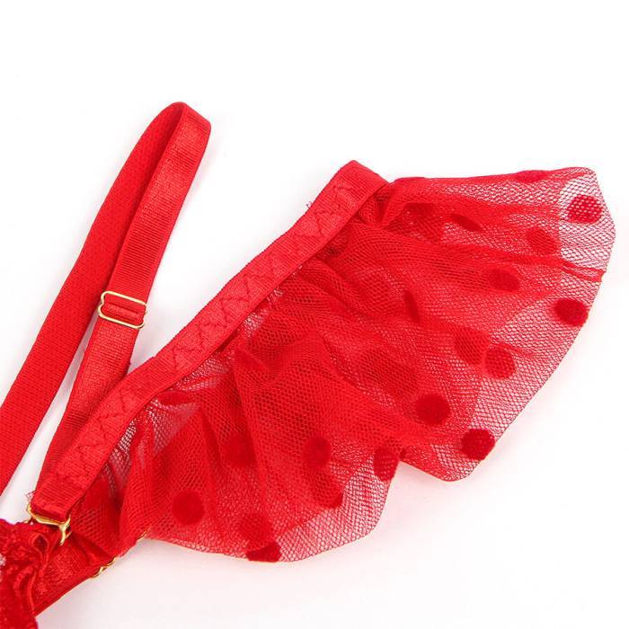 SUBBLIME - 957513 CONJUNTO DE SUTIÃ E LIGA DE RENDA VERMELHO L/XL