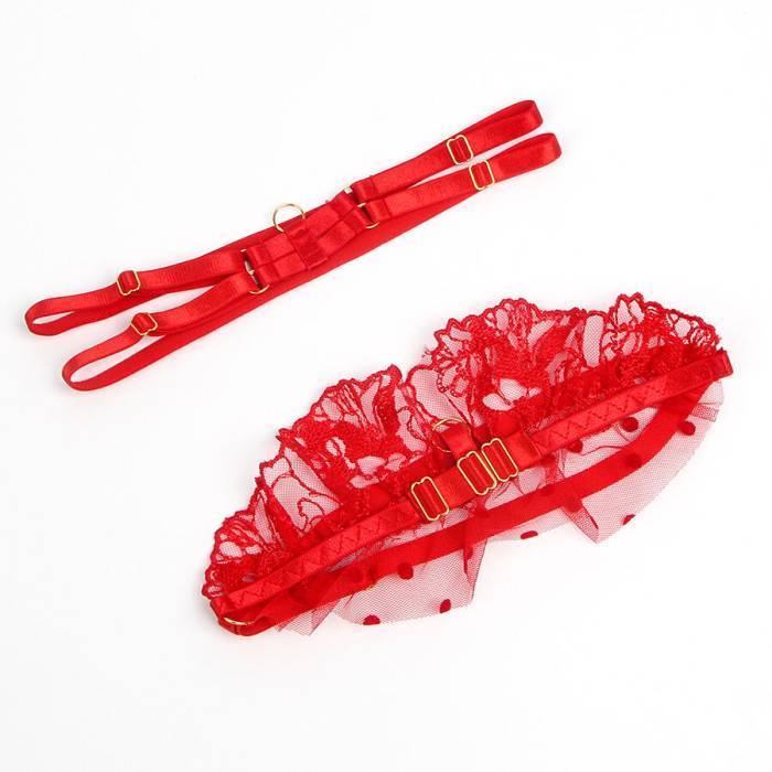 SUBBLIME - 957513 CONJUNTO DE SUTIÃ E LIGA DE RENDA VERMELHO L/XL