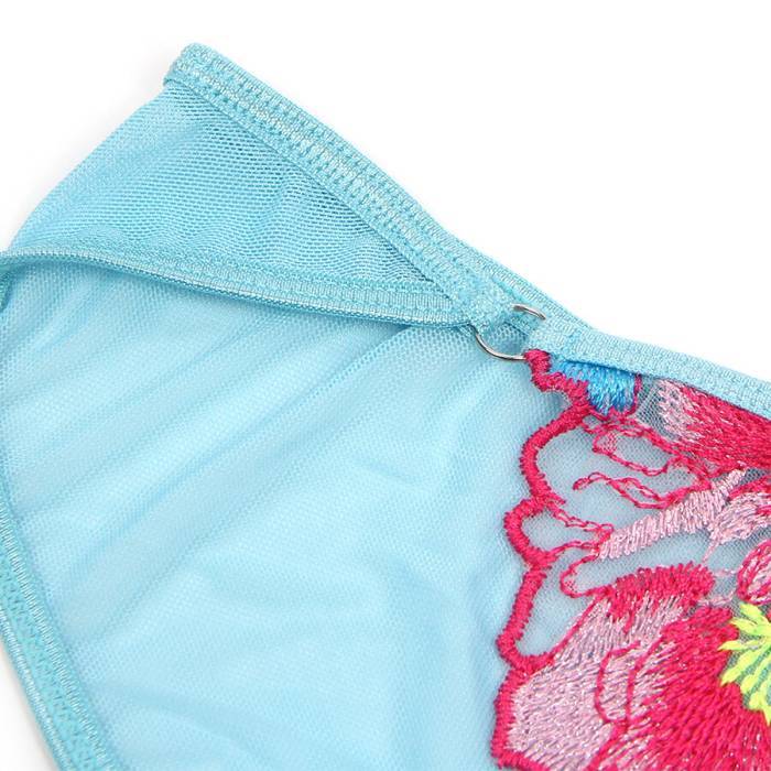SUBBLIME - 957650 CONJUNTO DE SUTIÃ E CINTO-LIGA COM BORDADO DE FLORES ROSA L/XL