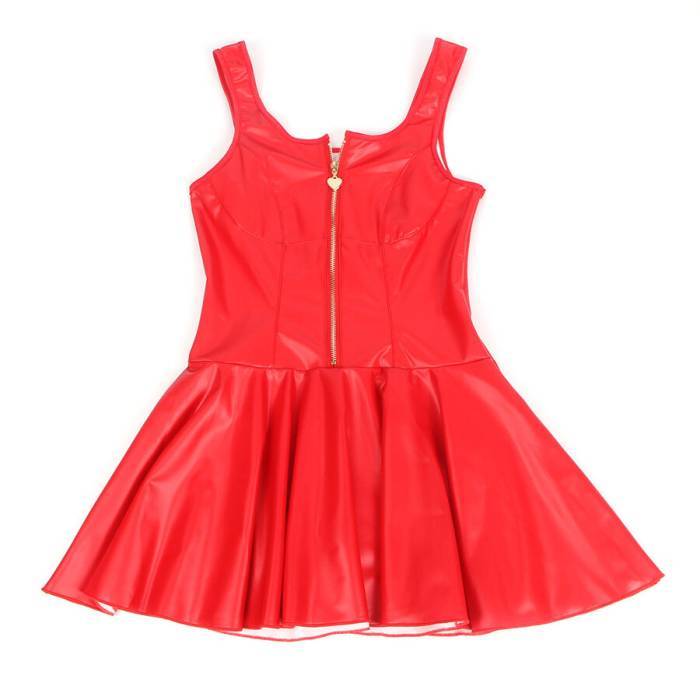 SUBBLIME - 957681 VESTIDO DE COURO COM ZÃPER DE CORAÃÃO VERMELHO S/M