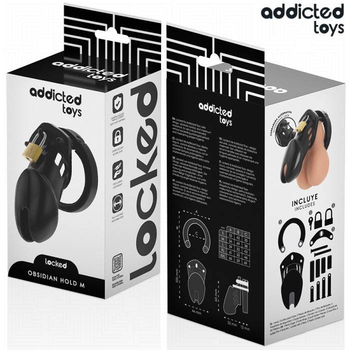 ADDICTED TOYS LOCKED - GAIOLA DE PÃNIS DE OBSIDIANA TAMANHO M