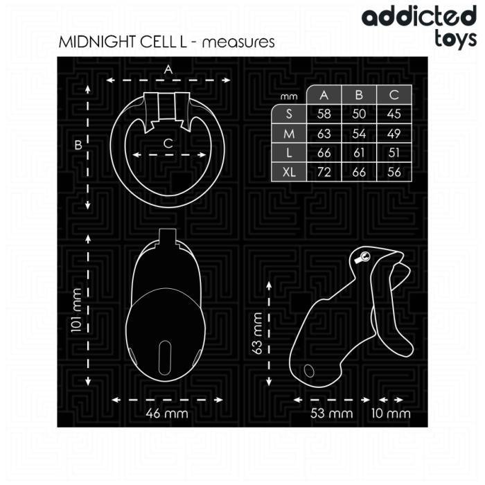ADDICTED TOYS LOCKED - GAIOLA DE PÃNIS CELL MINDNIGHT TAMANHO L