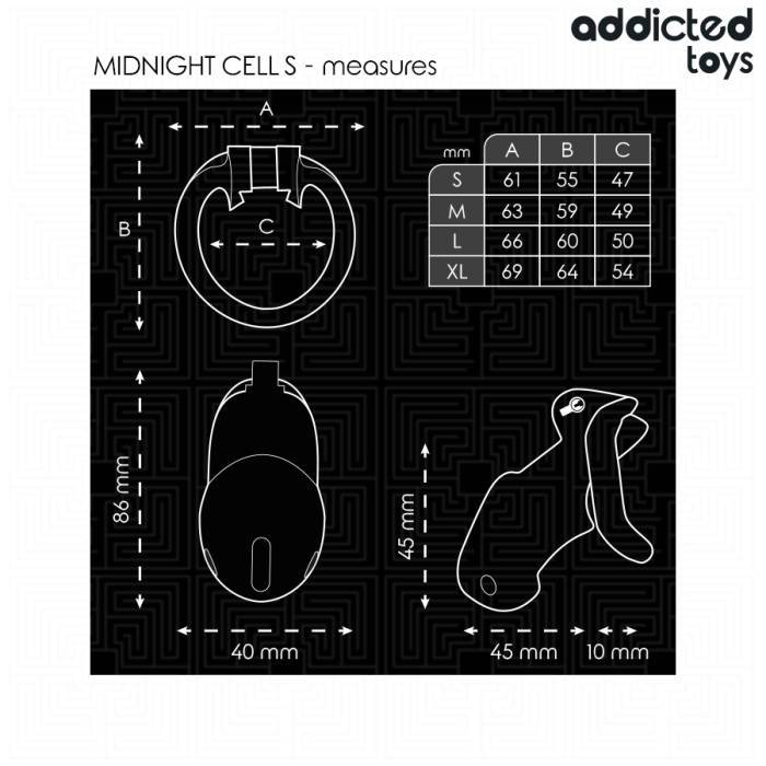 ADDICTED TOYS LOCKED - GAIOLA PARA PÃNIS CELL MINDNIGHT TAMANHO S 4.8 CM