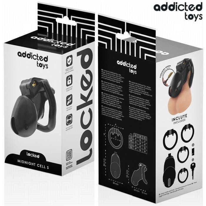 ADDICTED TOYS LOCKED - GAIOLA PARA PÃNIS CELL MINDNIGHT TAMANHO S 4.8 CM