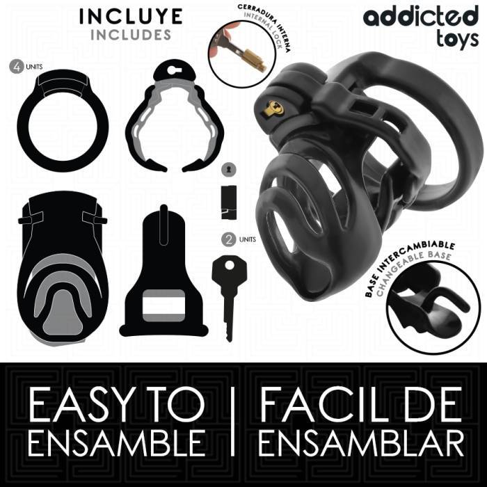 ADDICTED TOYS LOCKED - GAIOLA PARA PÃNIS COM TRAVA ETERNA 9 CM