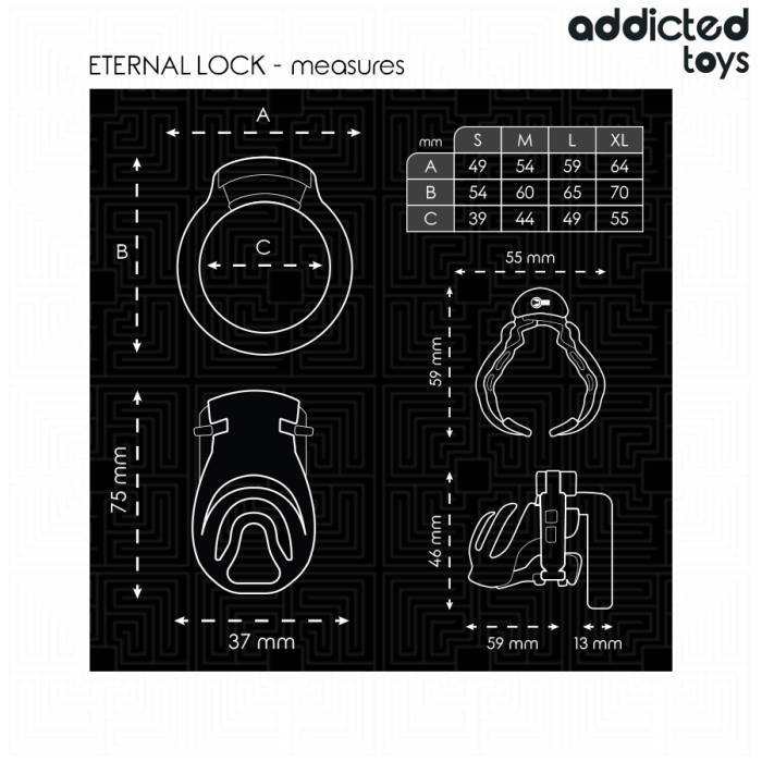 ADDICTED TOYS LOCKED - GAIOLA PARA PÃNIS COM TRAVA ETERNA 9 CM