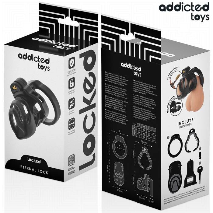 ADDICTED TOYS LOCKED - GAIOLA PARA PÃNIS COM TRAVA ETERNA 9 CM