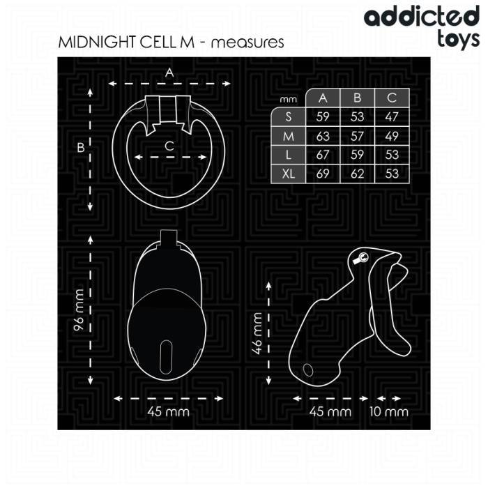 ADDICTED TOYS LOCKED - GAIOLA PARA PÃNIS CELL MINDNIGHT 4.2 CM TAMANHO M