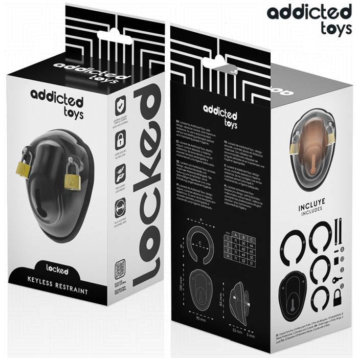ADDICTED TOYS LOCKED - GAIOLA DE CONTENÃÃO SEM CHAVE PARA PÃNIS 11,5 CM