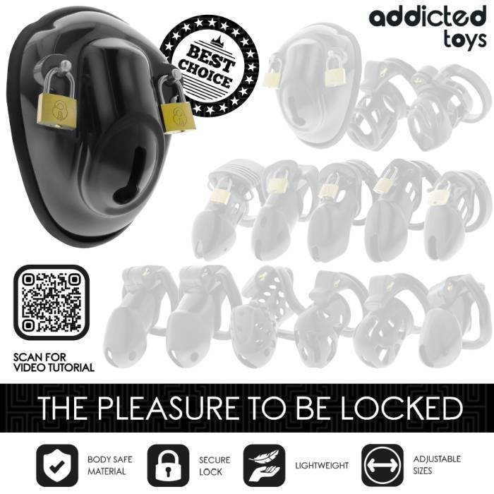 ADDICTED TOYS LOCKED - GAIOLA DE CONTENÃÃO SEM CHAVE PARA PÃNIS 11,5 CM