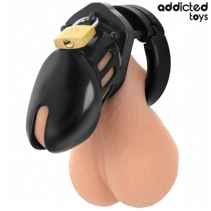 ADDICTED TOYS LOCKED - GAIOLA DE PÃNIS DE OBSIDIANA TAMANHO S