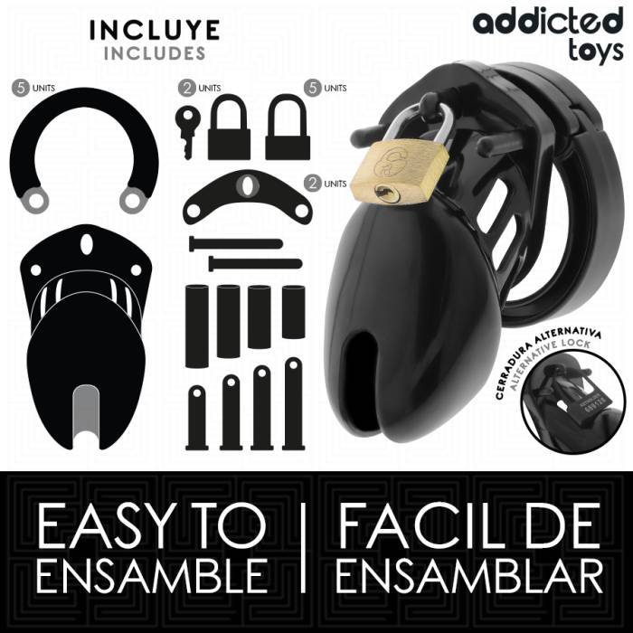 ADDICTED TOYS LOCKED - GAIOLA DE PÃNIS DE OBSIDIANA TAMANHO S