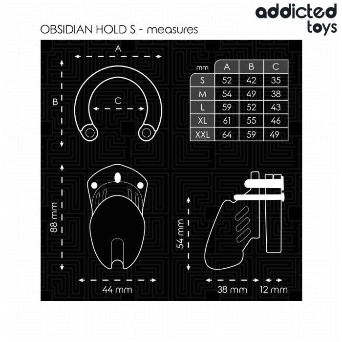 ADDICTED TOYS LOCKED - GAIOLA DE PÃNIS DE OBSIDIANA TAMANHO S