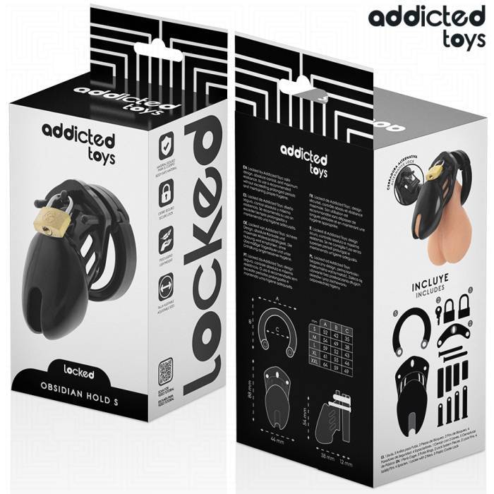 ADDICTED TOYS LOCKED - GAIOLA DE PÃNIS DE OBSIDIANA TAMANHO S