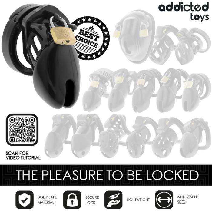ADDICTED TOYS LOCKED - GAIOLA DE PÃNIS DE OBSIDIANA TAMANHO S