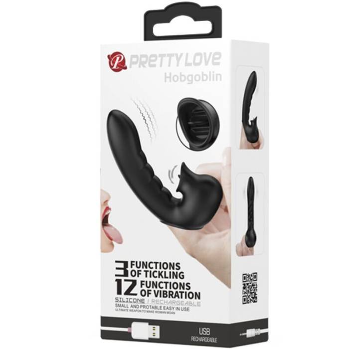 PRETTY LOVE - HOBGOBLIN VIBRATING FINGER CASE 12 VIBRAÃÃES + ESTIMULADOR DE CLITÃRIS PRETO