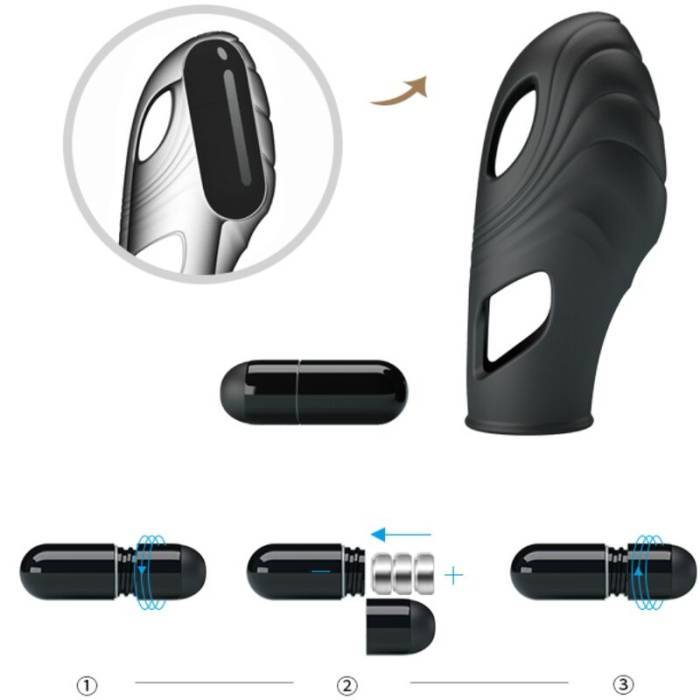PRETTY LOVE - LICH SILICONE DEDO VIBRADOR PRETO