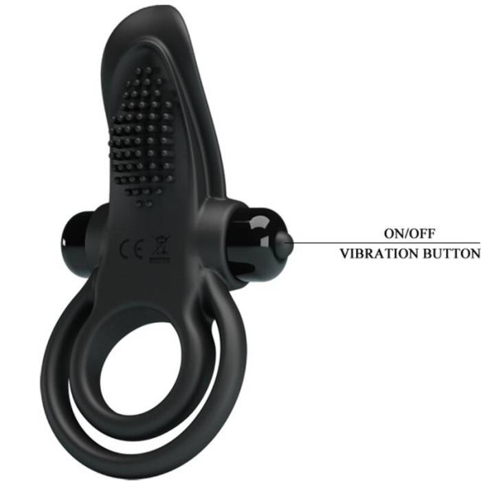 PRETTY LOVE - ANEL VIBRATÃRIO DUPLO + ESTIMULADOR DE CLITÃRIS 10 VIBRAÃÃES PRETO