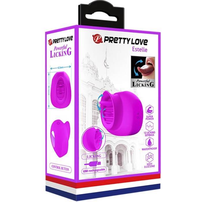 PRETTY LOVE - ESTELLE TONGUE CLITORIS STIMULATOR 12 VIBRAÃÃES ROXO