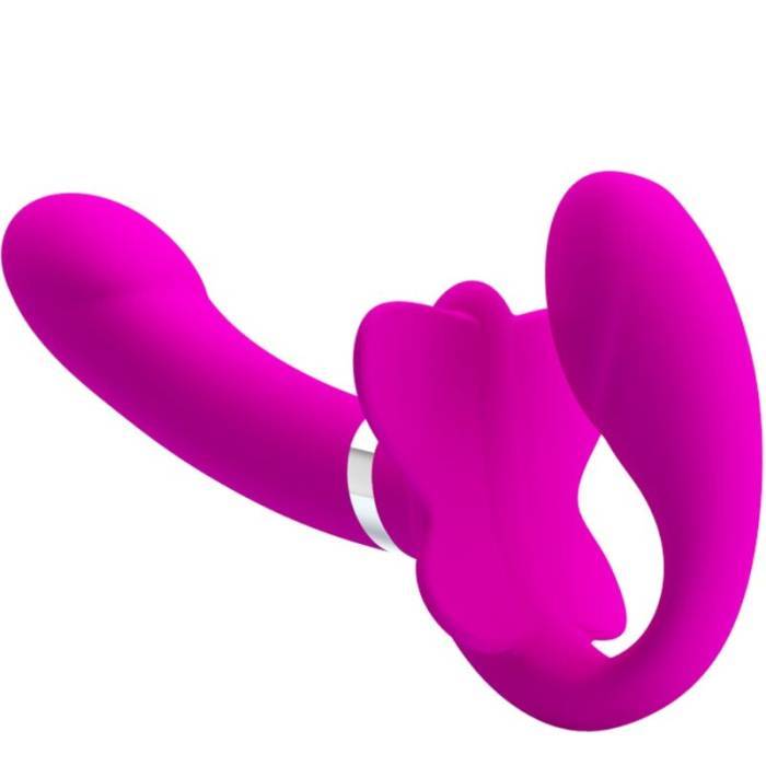 PRETTY LOVE - VIBRADOR VALERIE DOUBLE STRAP-ON 12 VIBRAÃÃES ROXO