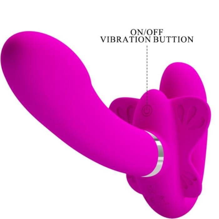 PRETTY LOVE - VIBRADOR VALERIE DOUBLE STRAP-ON 12 VIBRAÃÃES ROXO